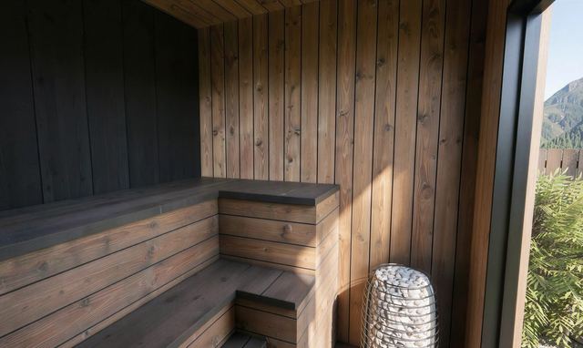 Mesa interior with benches and stove